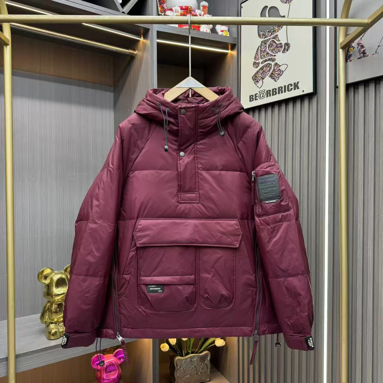 冬季新款连帽套头羽绒服男士潮流百搭工装保暖外套时尚百搭外套男