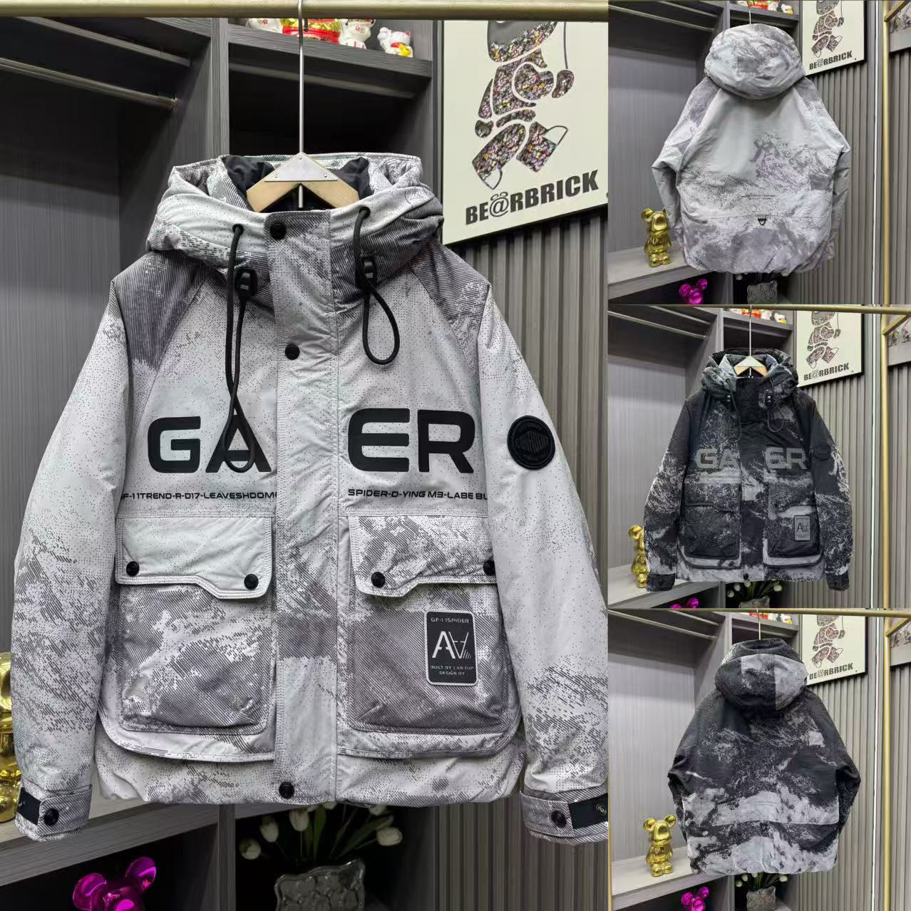 90国标白鸭绒冬季新款连帽羽绒服男士潮流百搭工装迷彩冲锋衣外套