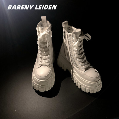 BARNEY LEIDEN 心尖款~！  网面女短靴 真皮马丁靴