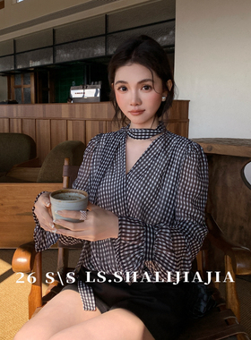 LS-26年早春高级设计感气质小女人通勤休闲上衣小衫22975