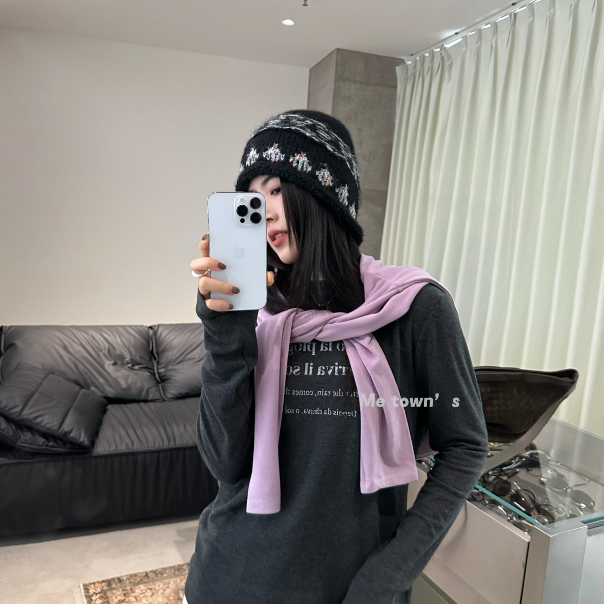 i-D sisters-看百搭显瘦气质法式复古印花宽松长袖T恤长袖T恤8583