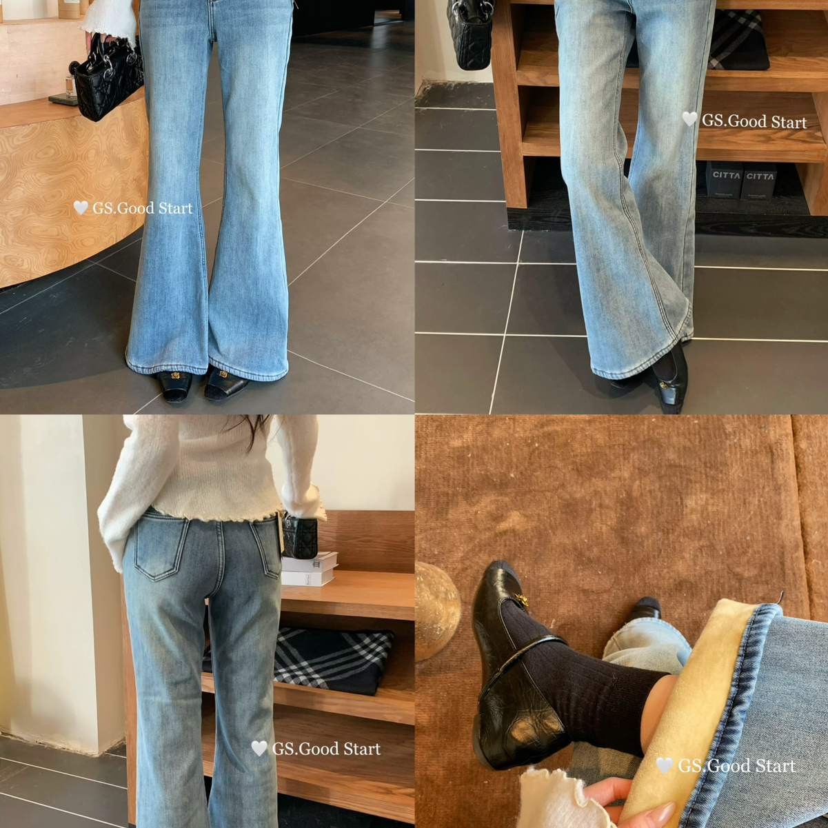 GS.GOOD START-裤冬季时髦加绒加厚百搭微喇牛仔裤(配腰带)G3073