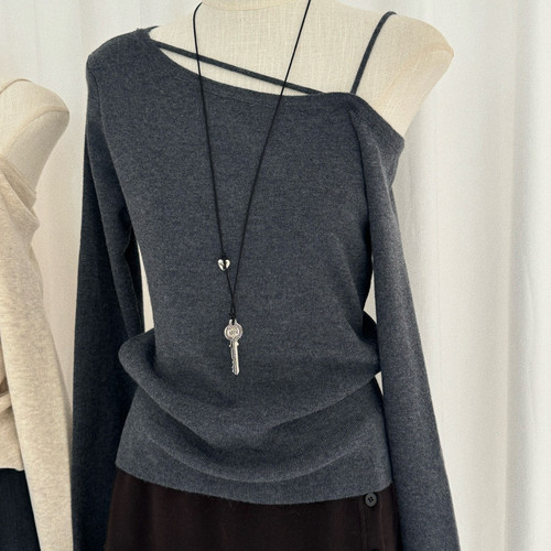 eternal.西子-斜边设计感羊毛针织弹力质感针织衫（含6羊毛）m167