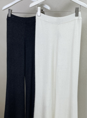 INSTANT-冬上新简约纯色高腰微喇裤休闲裤80753