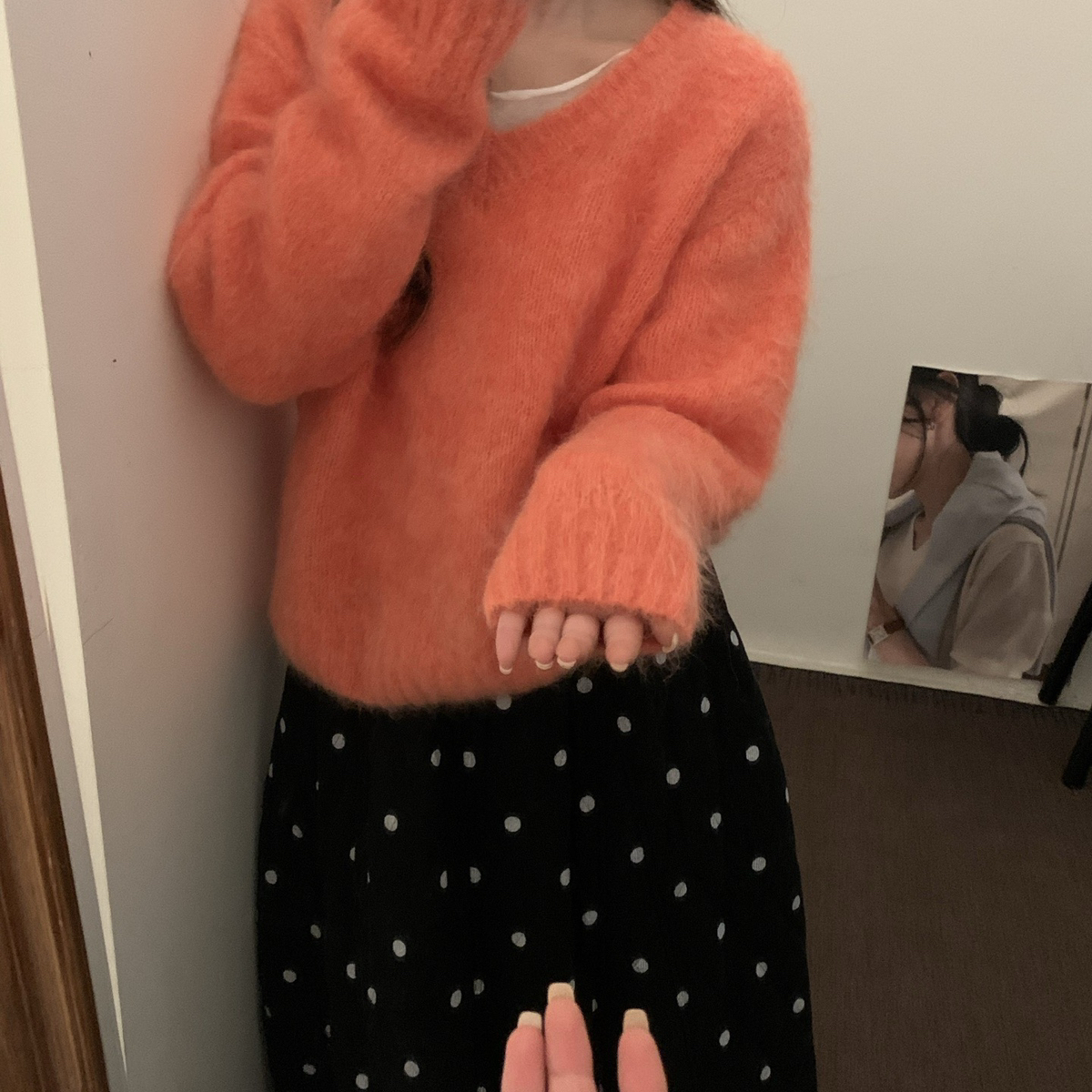 Feelmoon-冬上新休闲百搭V领宽松上衣针织衫（含16.8绵羊毛）2507