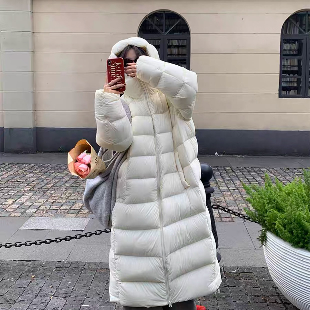 贝熙儿-加长款泡芙连帽保暖羽绒服外套YS1-2530