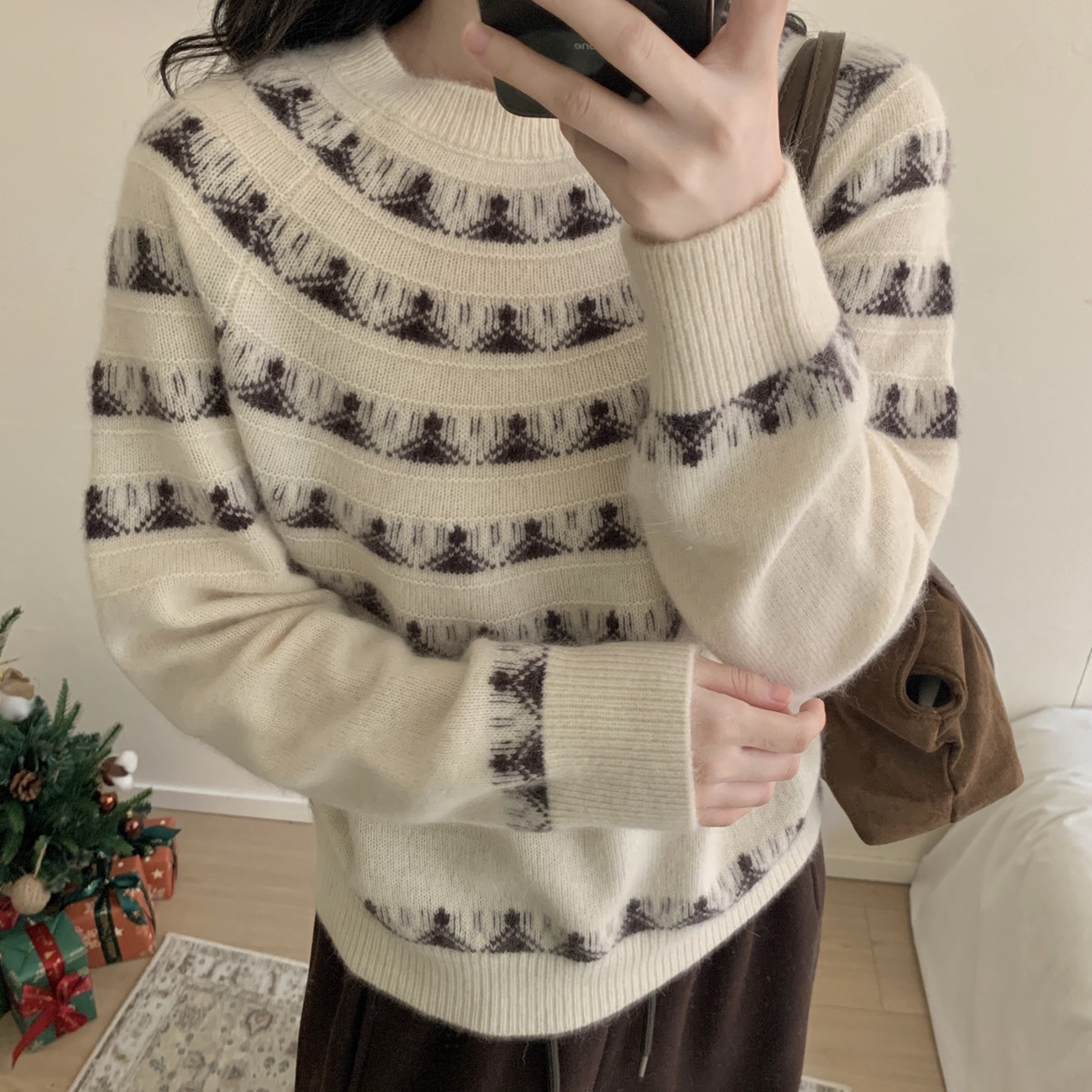 MUUTIS牧缇-古提花图案阿拉善骆驼保暖毛衣（含46.6绵羊毛）XHQ52