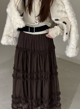 Hand made-早春韩系清新减龄温柔百搭长款网纱半身裙9.NIAN-N9708