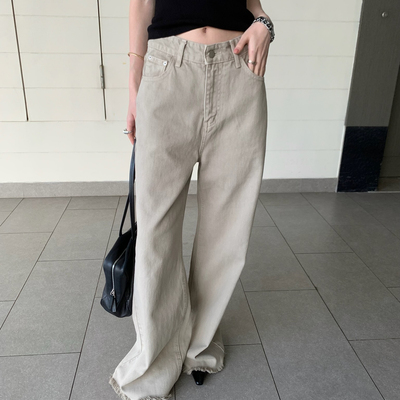 TABLE-式复古时尚简约水洗直筒显瘦阔腿休闲裤百搭长裤牛仔裤9612