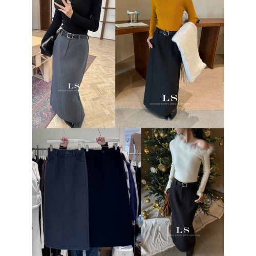 LS-品牌极简大牌小众设计感简约休闲通勤气质半身裙(配腰带)30535