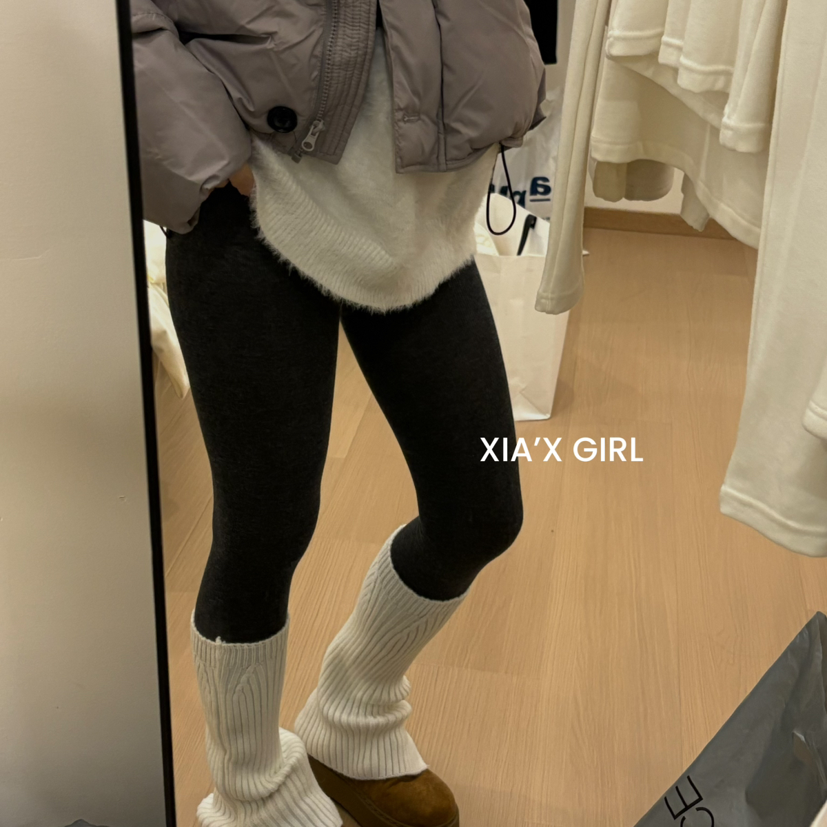 XIA夏夏-护腿针织保暖袜套开叉设计堆堆袜腿套叠穿袜子FC4020MY-D