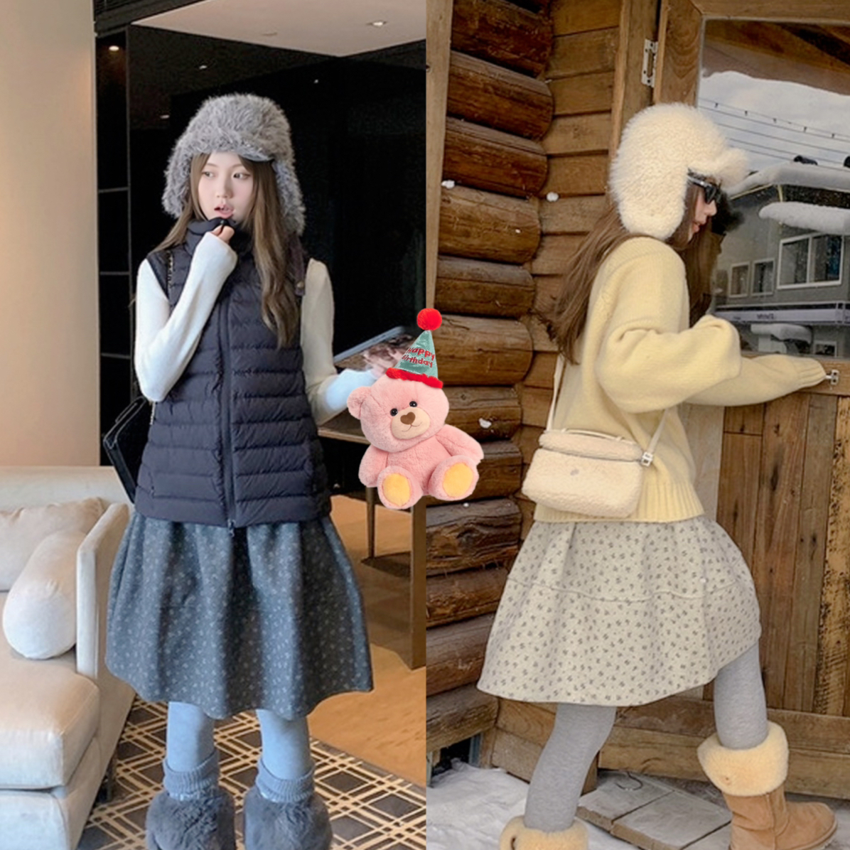 TimelyRain  及时雨-复古小众毛呢碎花高腰显瘦a字半身裙Qt-2069