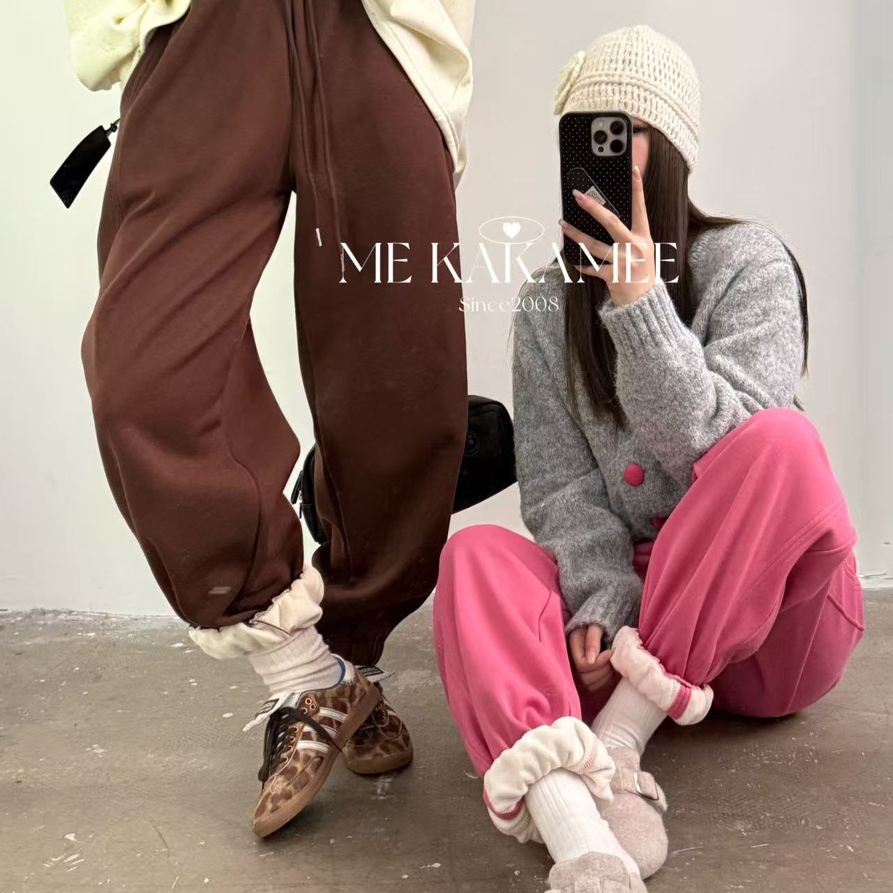 ME KAKAMEE-好好看呀撞色加绒加厚卫裤（每个撞色都很赞工装裤898