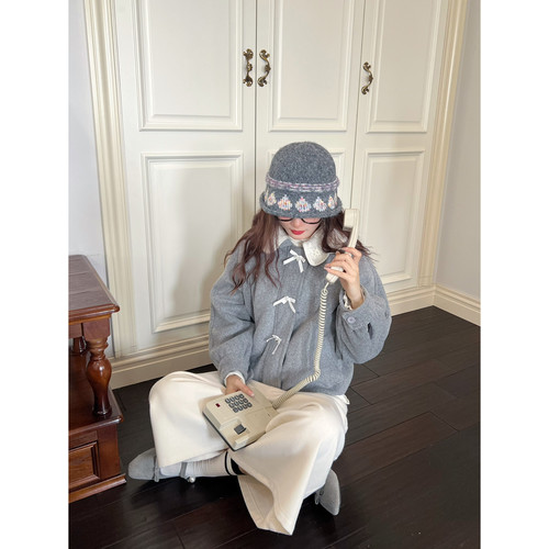 FEIMAO（YIMAO）-韩系秋冬新款小香风毛领短款毛呢百搭短外套（95