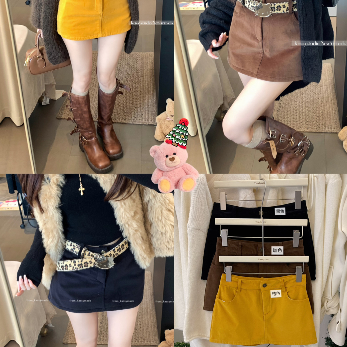 TimelyRain  及时雨-感一体绒加厚灯芯绒显瘦a字短裙半身裙P-2769