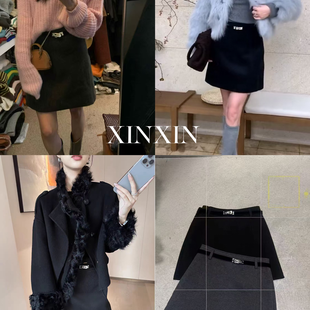 XINXIN欣欣-气质a字包臀短裙半身裙(配腰带)(有内搭巨巨显瘦)9688