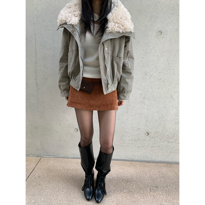 JINSIM LONG-式复古羊羔毛大翻领韩版加厚保暖羽绒服外套JS50561