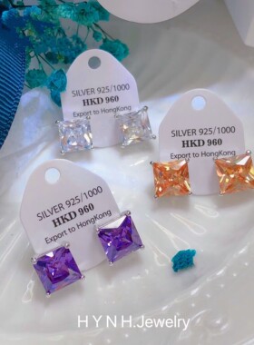 金典复古紫色锆石镶嵌简约耳钉