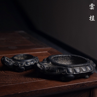 仿古禅意中国风高端中式 无孔水培花盆烟灰缸笔洗 古典龙龟款