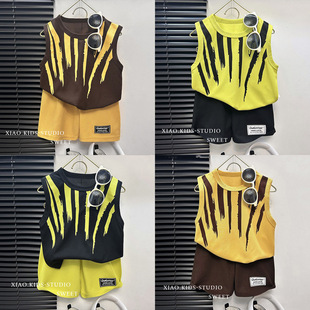 2025夏新款儿童背心套装宝宝短袖短裤两件套夏季童装韩版潮童套装