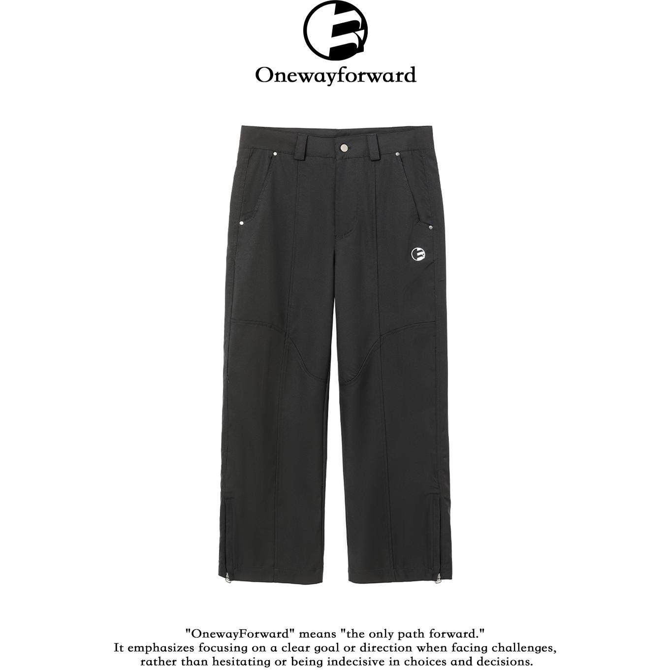 OWF休闲直筒裤原创设计刺绣LOGO西装裤OneWayForward透气工装裤夏