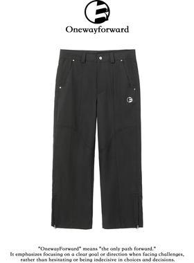 OWF休闲直筒裤原创设计刺绣LOGO西装裤OneWayForward透气工装裤夏