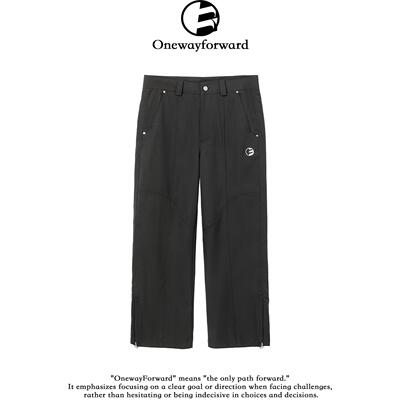 OWF休闲直筒裤原创设计刺绣LOGO西装裤OneWayForward透气工装裤夏