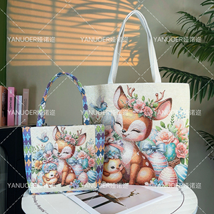 双面金丝提花绣帆布包可爱百搭通勤包休闲大容量收纳包日常便携包