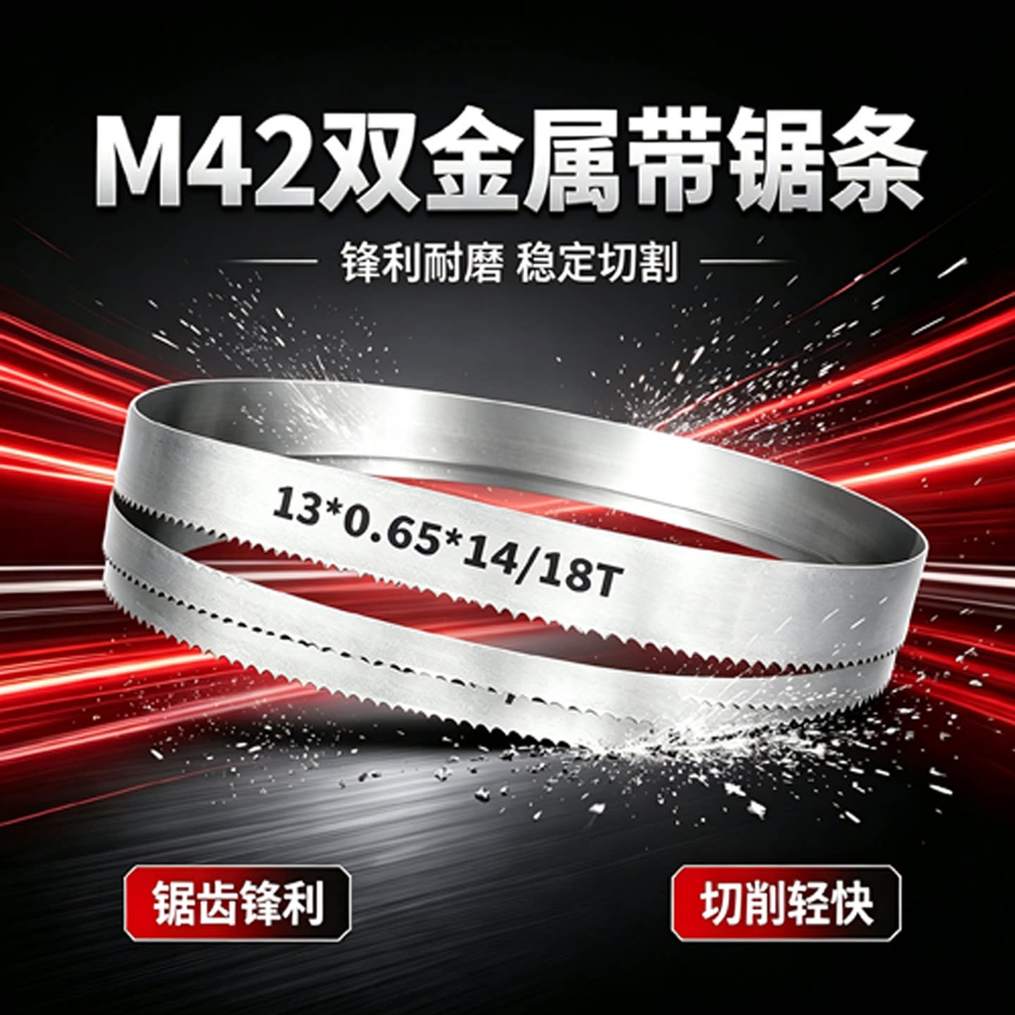 M42双金属带锯条1800*13锯霸凯德龙小锯床切铁管机用环形锯条耐磨