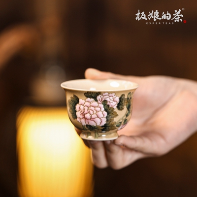 景德镇高温瓷全手绘雅圣宋风残卷芙蓉画鸭主人杯70ml茶杯茶具杯子