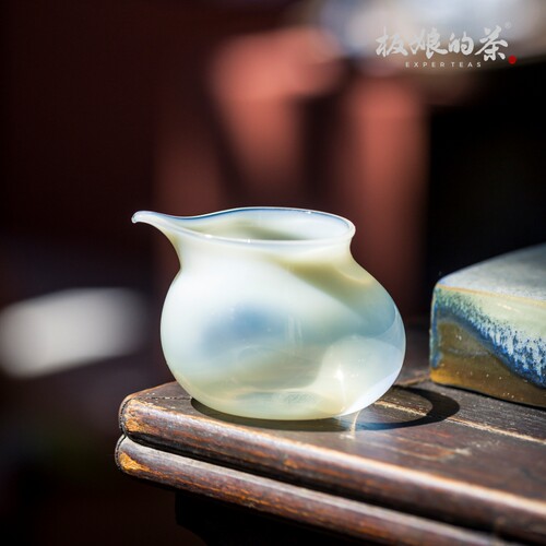 板娘的茶 手工玻璃飞鸟白玉公道杯160ml公杯高硼硅耐热玻璃茶周边