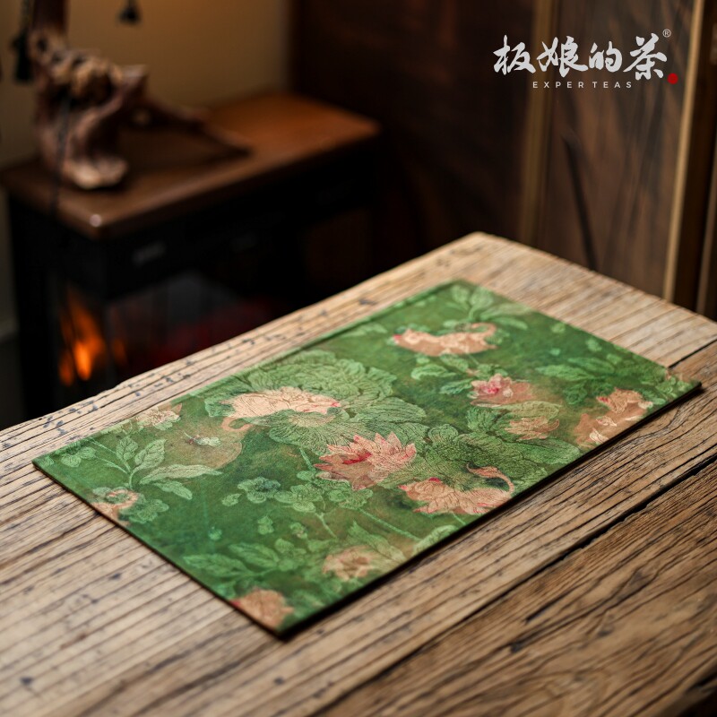 板娘的茶 手工香云纱莲花茶席48*28cm中式禅意防水防滑吸水茶桌布