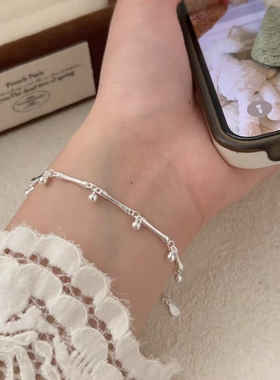 足银999纯银竹节铃铛手链女款小众设计感高级轻奢闺蜜礼物送女友