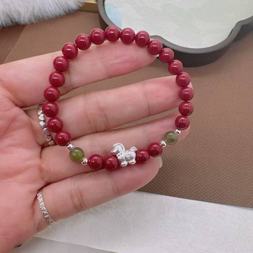 999足银马上有钱朱砂手串盘缠银饰女马本命年手链编织轻奢精致