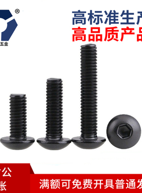 6x8→6x45黑色防锈不锈钢圆杯螺丝ISO7380圆头内六角高盐雾达克罗