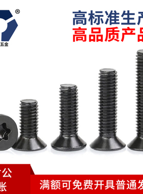 M2x3→2x12黑色沉头梅花防盗螺丝GB2673不锈钢高盐雾高防锈耐腐蚀