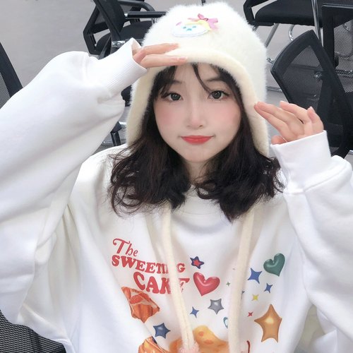 系带学生可爱甜美秋冬护耳一体