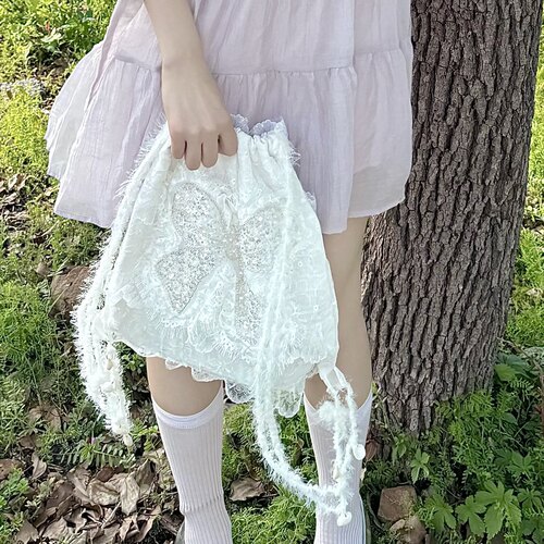 奈里nicei女棉蝴蝶结双肩包