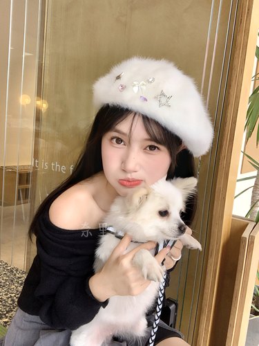 奈里nicein贝雷帽韩系女秋冬兔毛