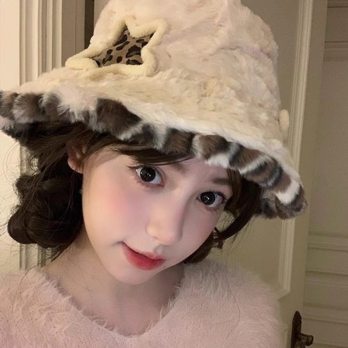 奈里nicein渔夫帽秋冬豹纹