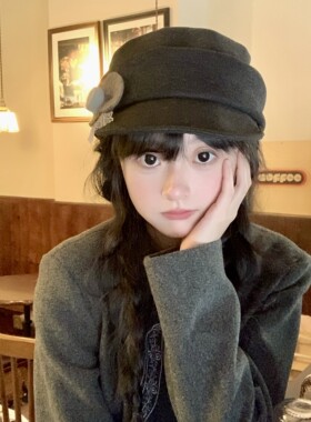 大小姐驾到！奈里原创  山本风蝴蝶结褶皱贝雷帽秋冬显脸小堆堆帽
