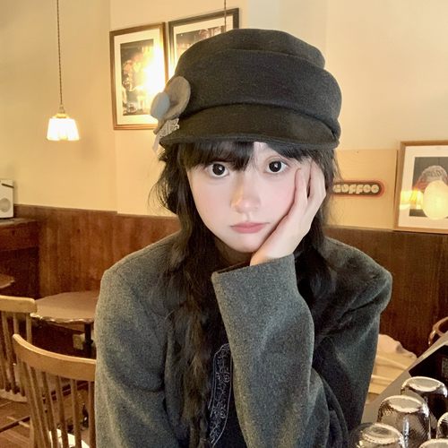 大小姐驾到！奈里原创  山本风蝴蝶结褶皱贝雷帽秋冬显脸小堆堆帽