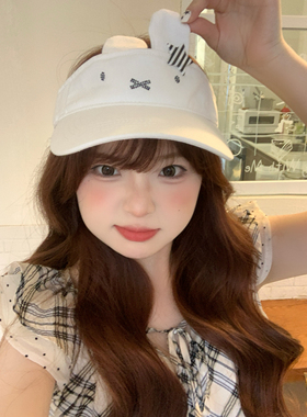 奈里原创 miffy米菲兔宝系列～夏季运动感透气烫钻空顶帽遮阳帽