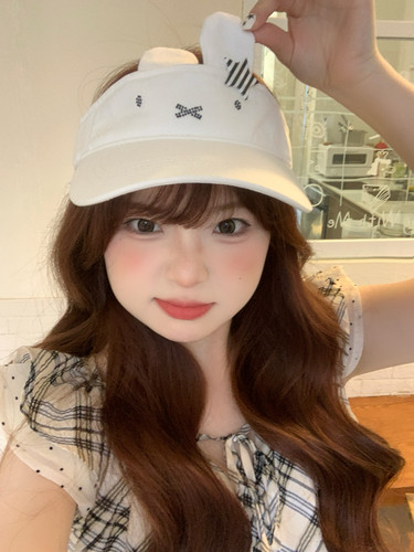 奈里原创 miffy米菲兔宝系列～夏季运动感透气烫钻空顶帽遮阳帽