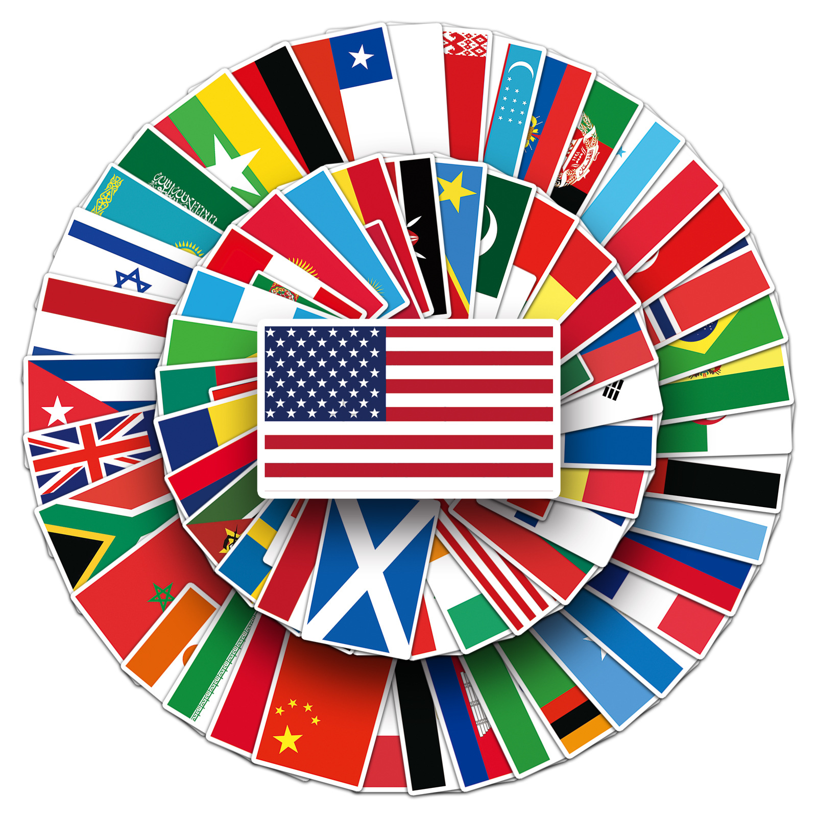 105张旗帜国家车贴卡通涂鸦创意手账水杯吉他滑板行李箱电脑贴纸