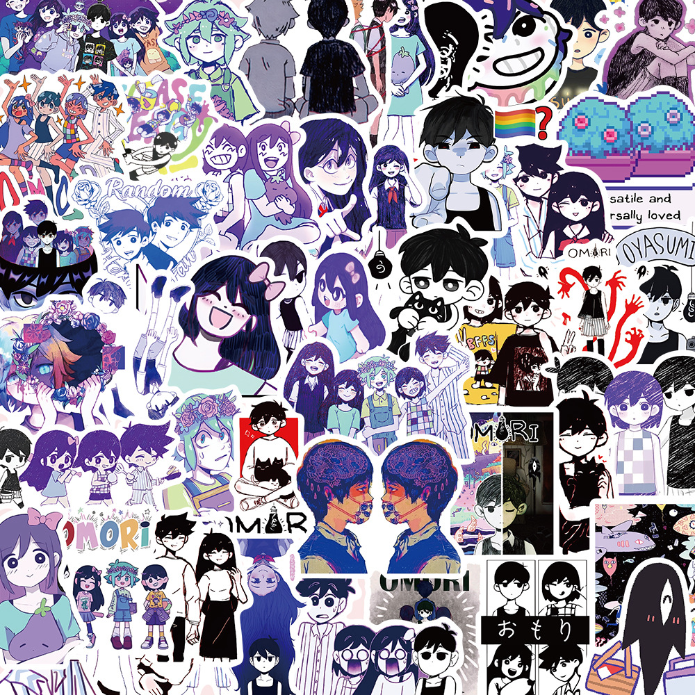 50张跨境游戏Omori sticker涂鸦贴纸装饰手机壳吉他滑板防水贴画