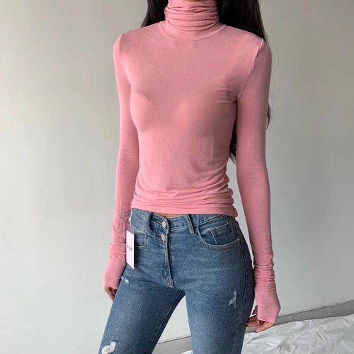 现货 MISS WU 唤醒节日卡 甜美绿高领修身打底衫女TJ675囡ll