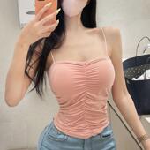 值得入QN169女人味捏褶显身材带胸垫修身 MISS 吊带背心se