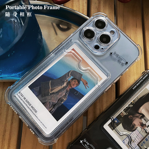 iPhone15硅胶简约情侣照片手机壳