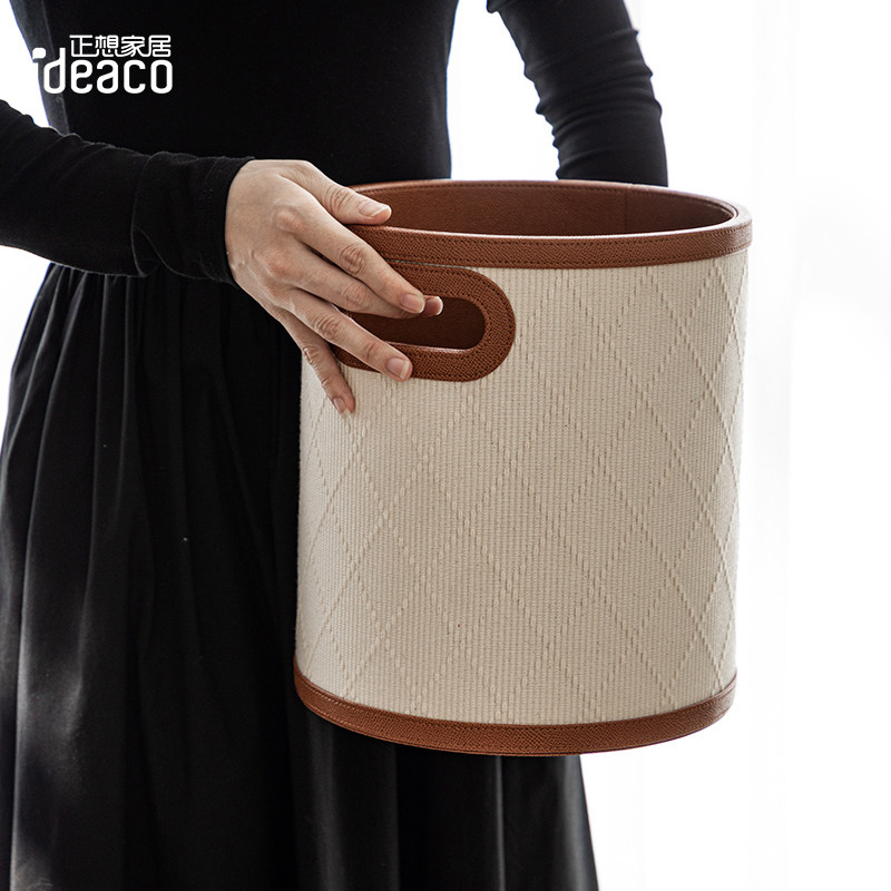 ideaco轻奢皮革收纳桶法式复古零食玩具干花杂物整理盒衣物脏衣桶,收纳整理,脏衣桶,淘宝优惠券,粉丝福利购,淘宝优惠卷